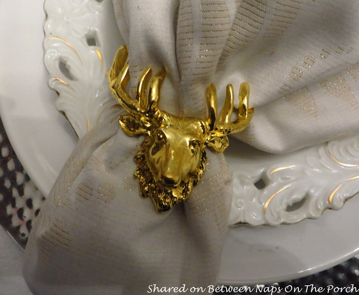 Deer Napkin Rings in Gold