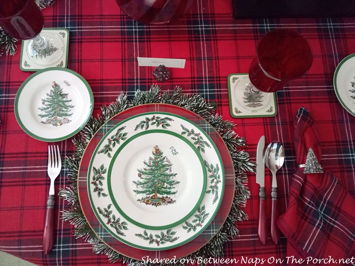 Spode Christmas Tree Dinnerware, Spode Christmas Tree Glass Coasters