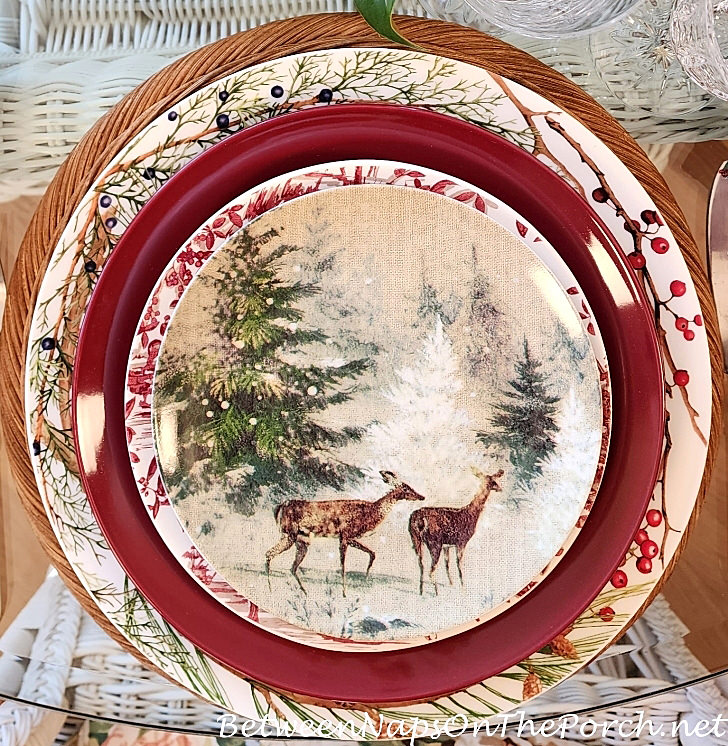 Deer in Snowy Forest Plates