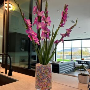 Pink Gladiolus Floral Arrangement for Valentine's Day Centerpiece