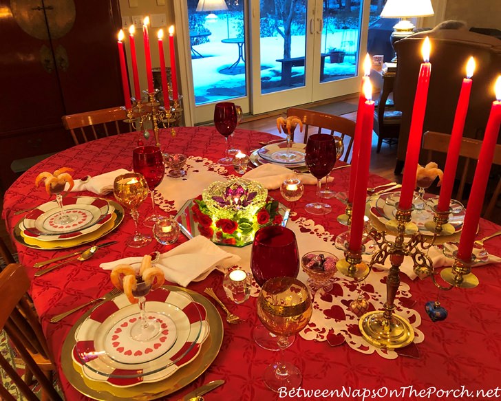 Elegant Valentine's Day Table Setting by Candlelight