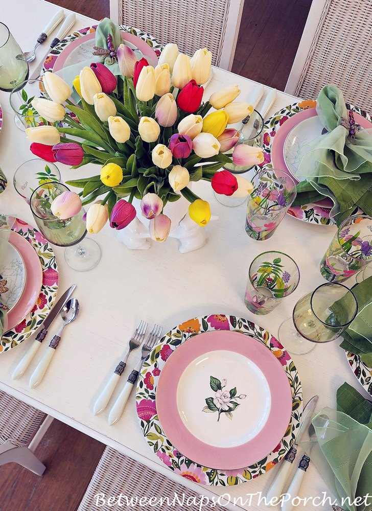 Faux Tulips that look real for spring table settings