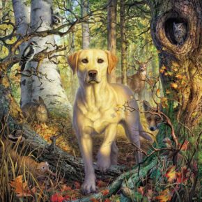 Dog with Foarest Animals in an Autumn Forest Puzzle