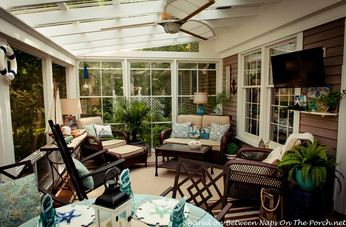 An Ordinary Patio Becomes A Beautiful Three Season Porch Between Naps On The - What Kind Of Furniture For 3 Season Room