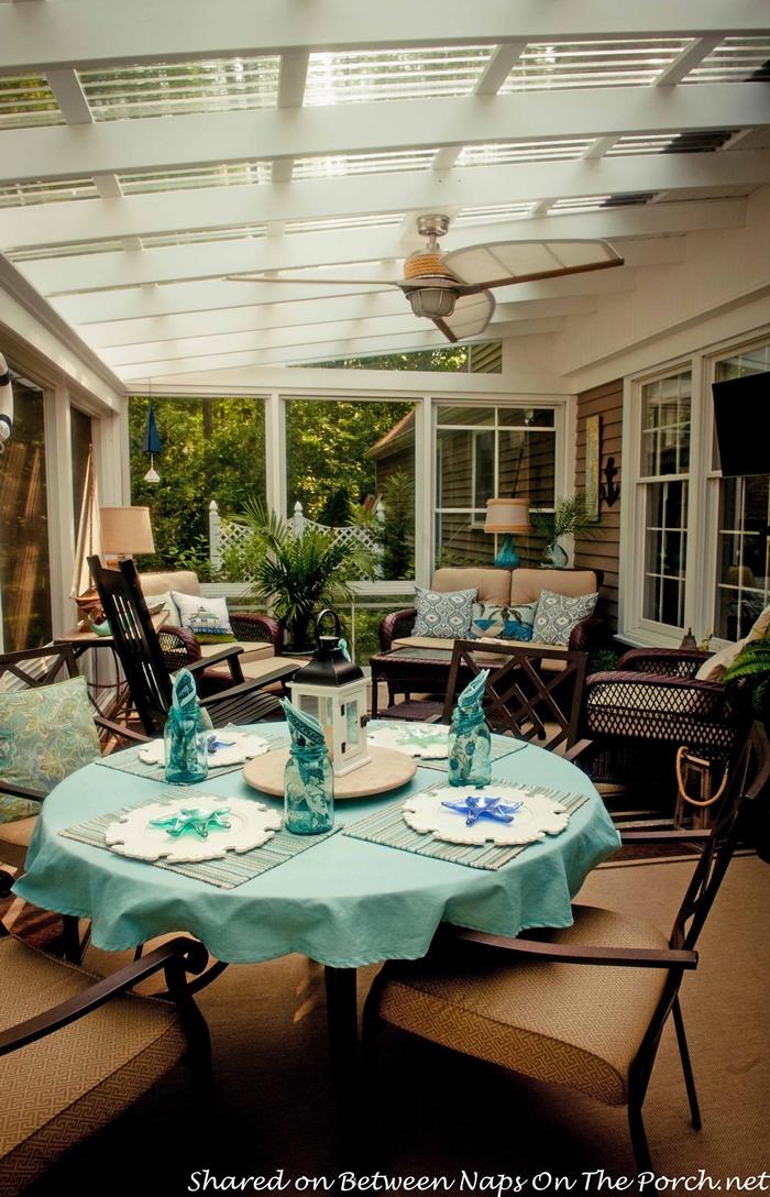 An Ordinary Patio Becomes A Beautiful Three Season Porch Between Naps On The - What Kind Of Furniture For 3 Season Room
