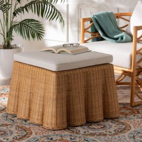 Scalloped Rattan Ottoman, Beautiful