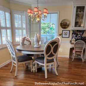 54-inch Breakfast Table, French Market Style with Upholstered Chairs