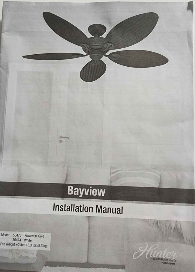 Hunter Bayview Manuel Shows Wrong Fan Design
