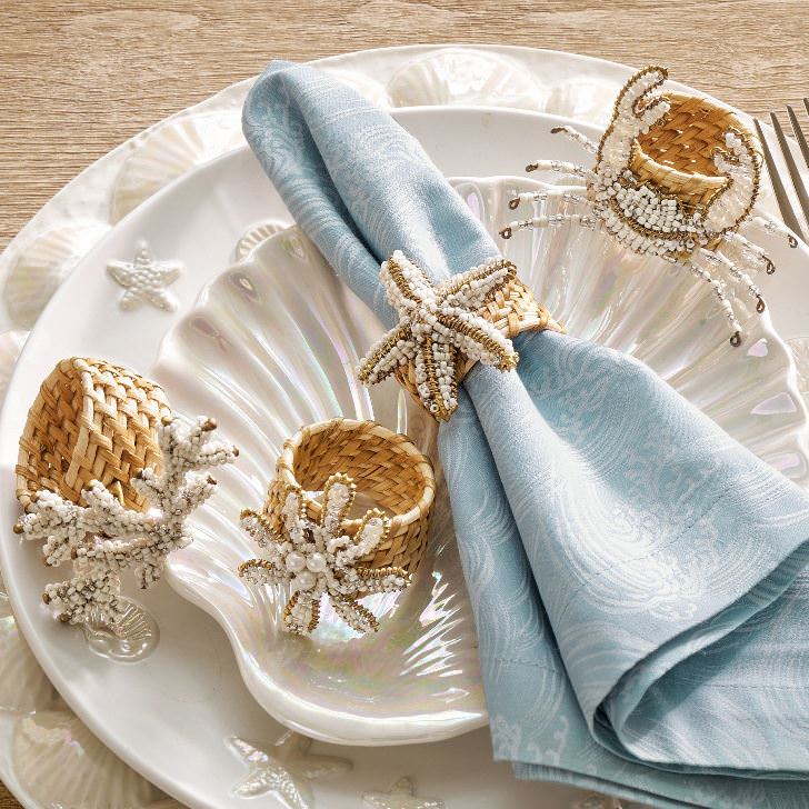 Beachy Beaded Napkin Rings, Coastal Design