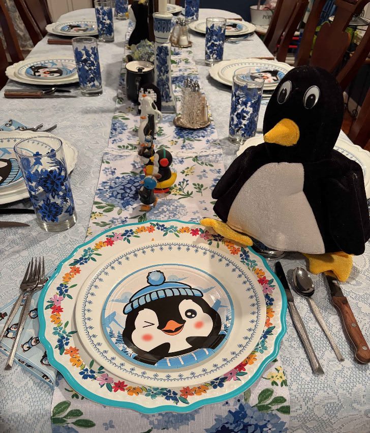 Birthday Boys Place Setting, Penguin Themed Tablescape
