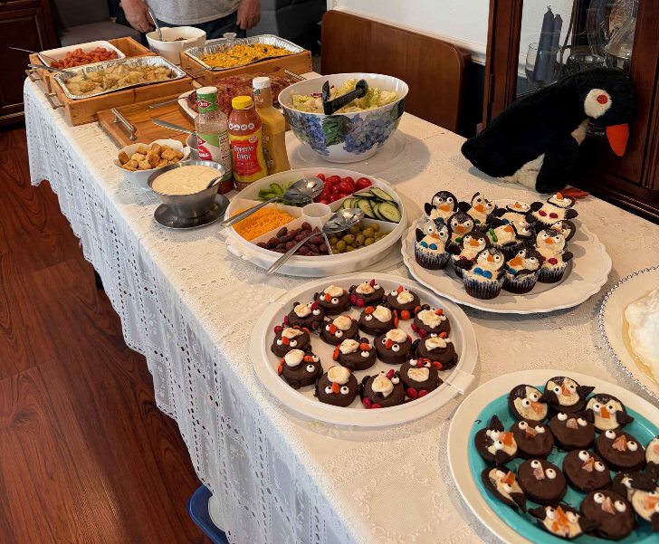 Penguin Themed Treats for a Special 82 Year Celebration Birthday