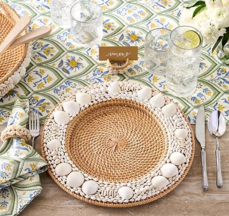 Pottery Barn Shell Charger Plates for Summer Dining
