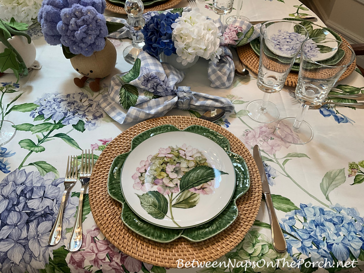 Hydrangea Salad Plate, Beautiful Table Setting