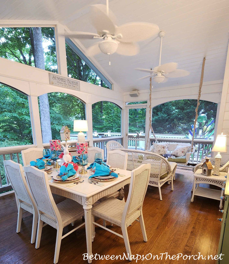 Spring Dining on the Screened Porch