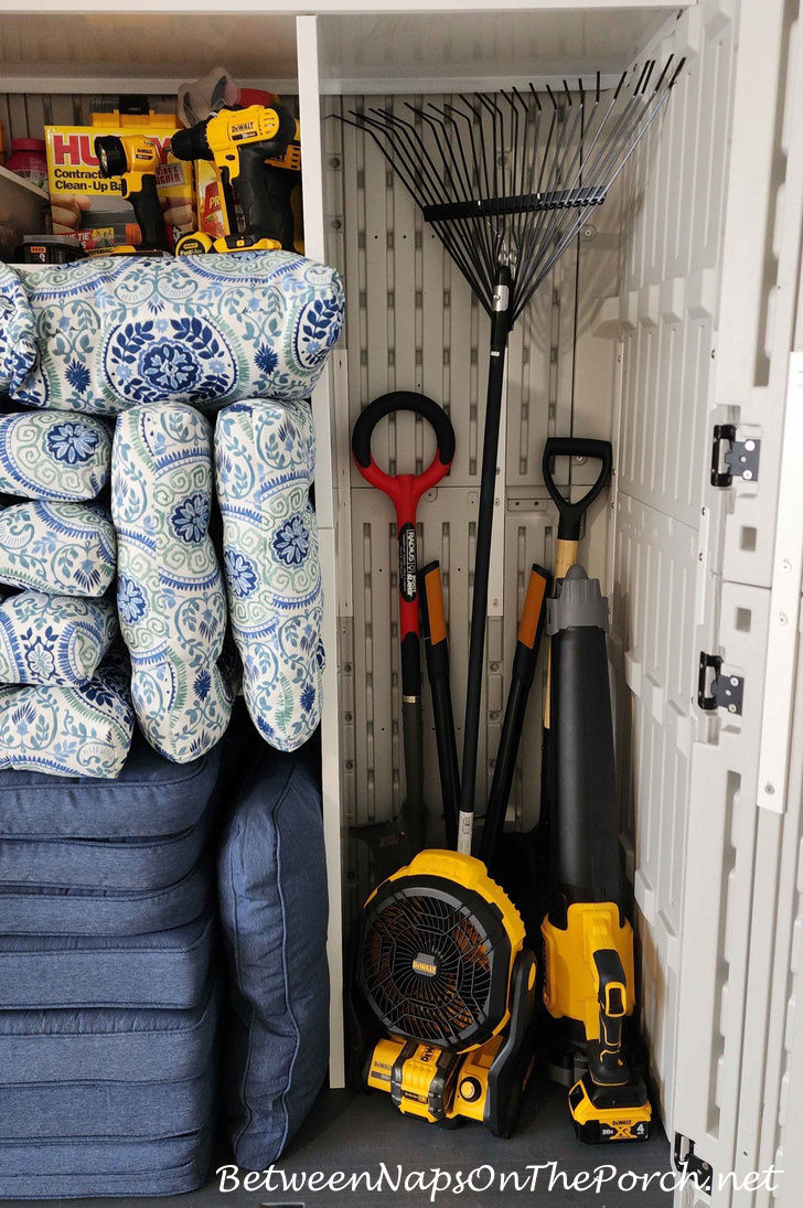 Storage Shed for Rake, Blower. Shovels, Patio and Deck Cushions