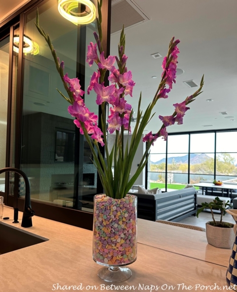 Pink Gladiolus Floral Arrangement for Valentine's Day Centerpiece