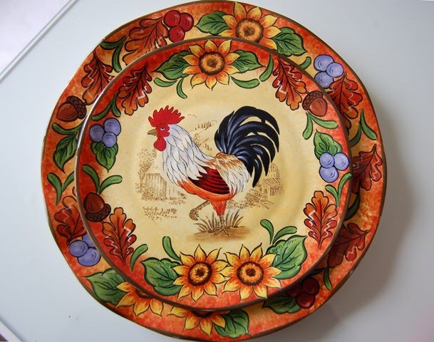 rooster design dinnerware