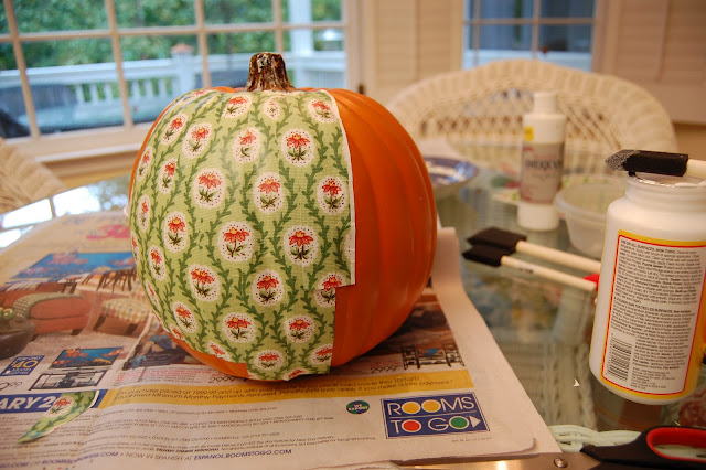 Decoupage a pumpkin to match your decor