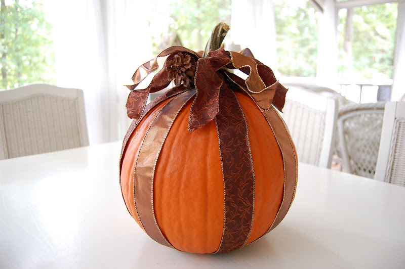 Decorate a Pumpkin with Ribbon for Halloween