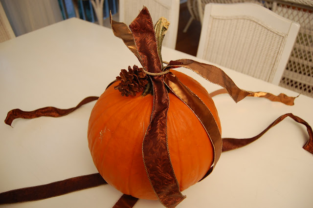 Decorate a Pumpkin with Ribbon for Halloween