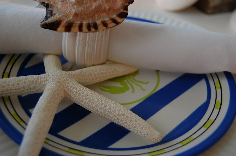 Beach Table Setting with Shell Napkin Rings