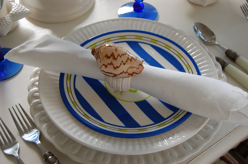 Beach Table Setting with Shell Napkin Rings