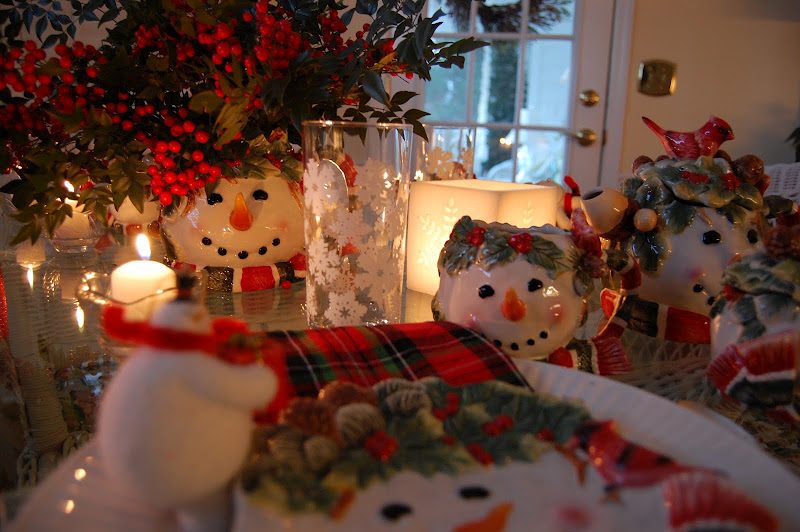 Winter Christmas Snowman Table Setting