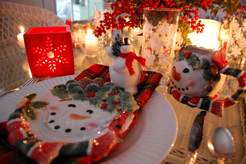 Winter Christmas Snowman Table Setting
