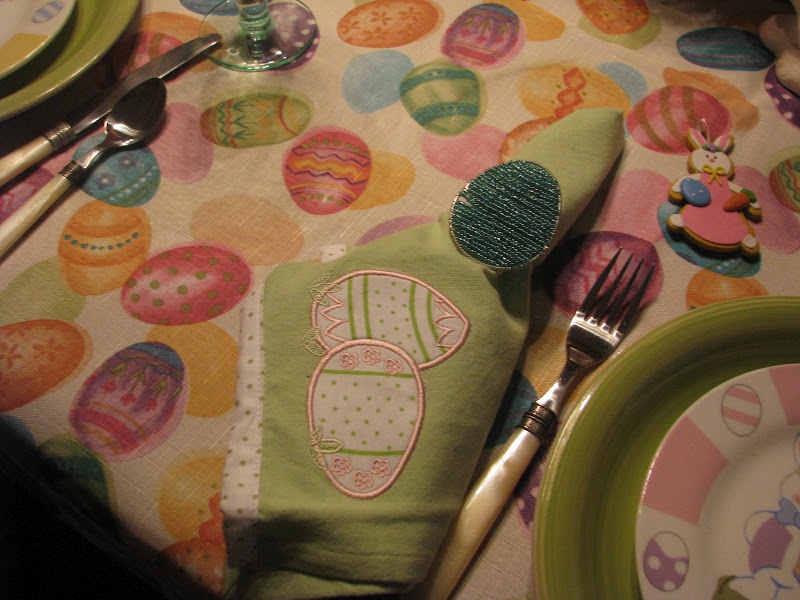 Easter Napkins in Easter Table Setting