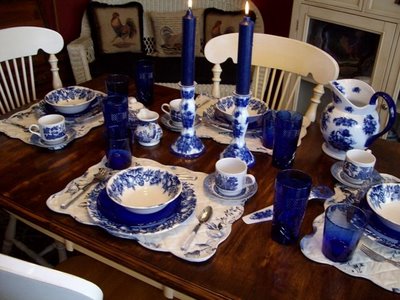 Blue & White Tablescape Table Setting