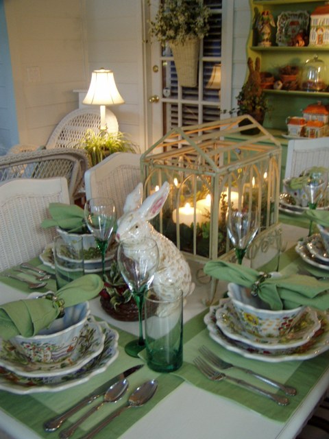 Springtime Tablescape with a Greenhouse Centerpiece