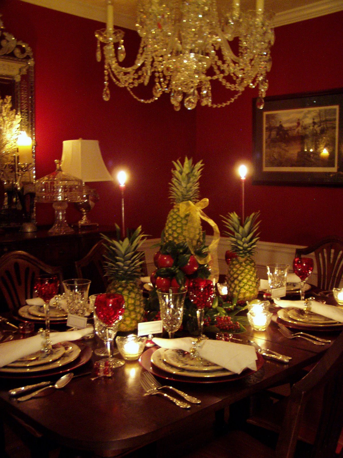 Colonial Williamsburg Christmas Table Setting with Apple 