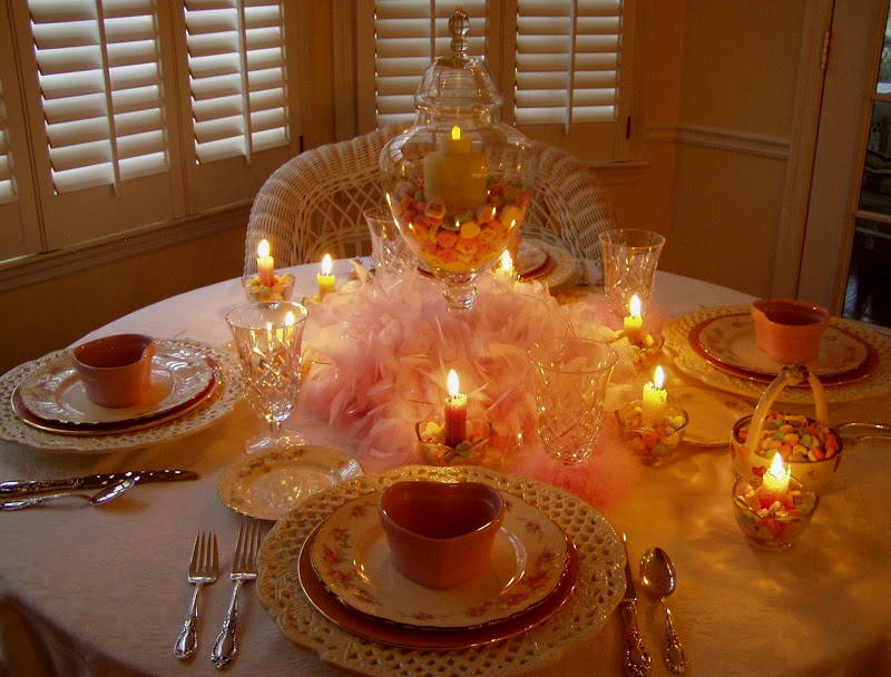 Valentine's Day Table Setting with Message Hearts