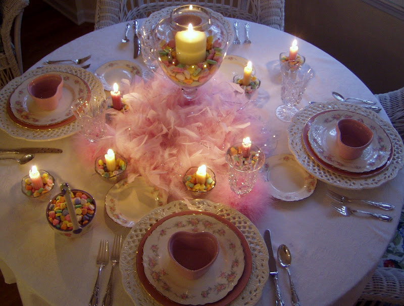 Valentine's Day Table Setting with Message Hearts