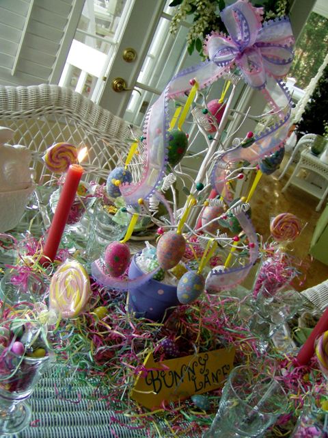 Easter Table Setting Tablescape with Egg Tree Centerpiece