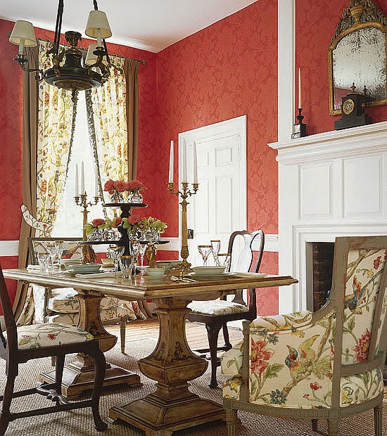 Red Damask Thibaut Wallpaper